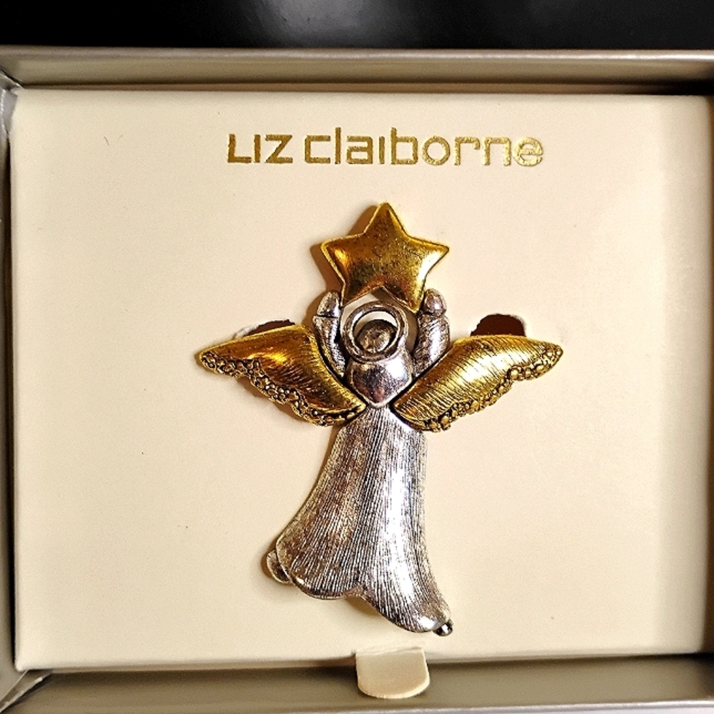 Liz Claiborne‎ Silver and Gold Tone Angel Star Brooch
